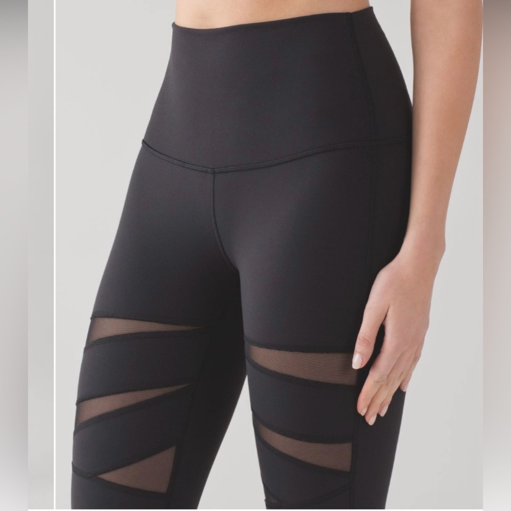 Lululemon Wunder Under leggings tech mesh black high rise 4